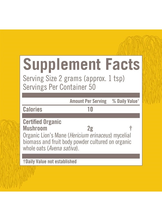 Om Mushroom Superfood Lion's Mane Organic Mushroom Powder, Improves Memory, Focus, Clarity, Nerve Health, and Mood Support, 3.5 oz, 50 Servings Powder Supplement Pouch - Image 4