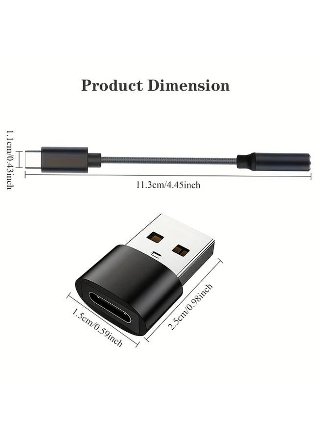 2 Pack Silvery USB C to 35mm Audio Jack Headphone Adapter for Samsung Galaxy iPad OnePlus - Image 3