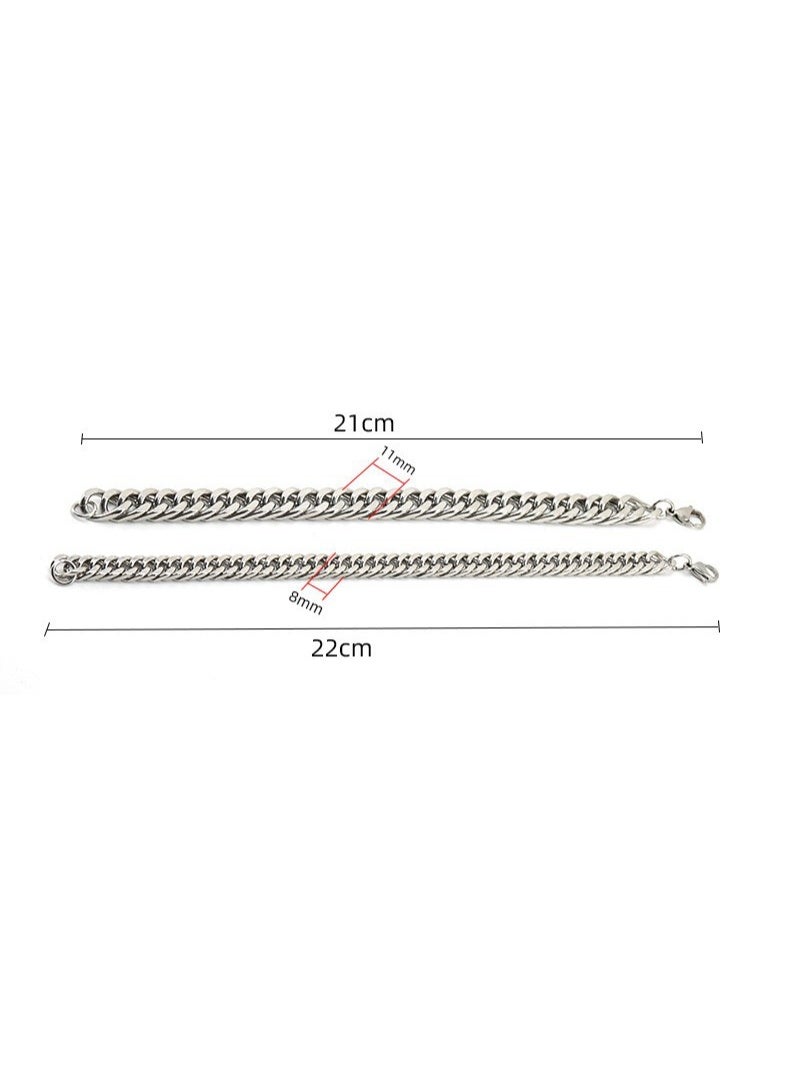 AMETOER Fashionable Stainless Steel Men's Bracelet - Punk Powerful Cuban Chain Hip-Hop Style Bracelet 8mm Width - Image 3
