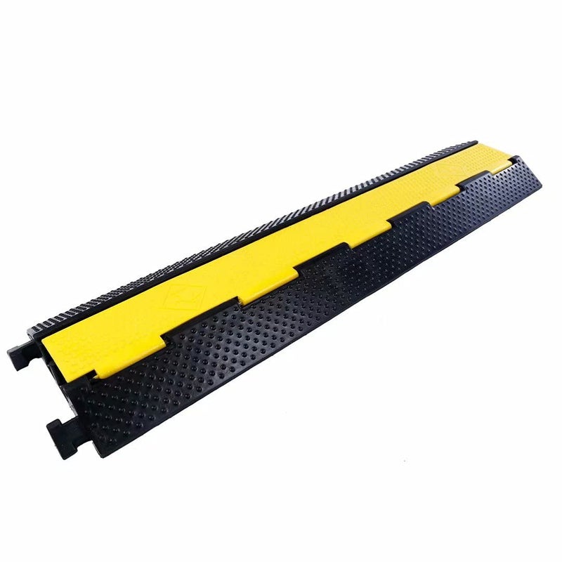Generic YONSHENG Rubber Cable Ramp Cord Cover Cable Protector Ramps Wire Hose Protective 2 Channel 22000Lbs Load Capacity Traffic Speed Bump for Asphalt Concrete Gravel Driveway Indoor Outdoor, 1 Pack - Image 1
