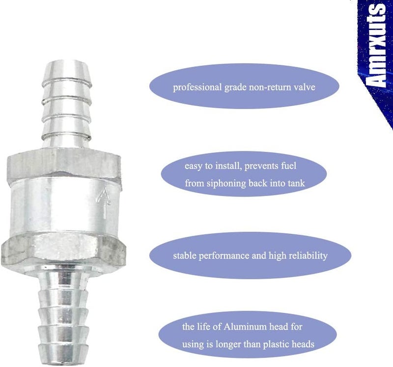 Amrxuts 12mm 1/2" Fuel Non Return One Way Check Valve Petrol Diesel Fuel Oil Water Aluminium Alloy - Image 4