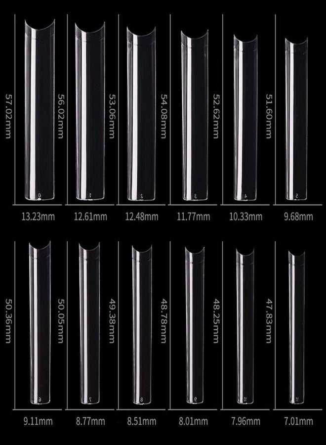 U-Shinein 504PCS XXXL Clear No C Curved Nail Tips, Half Cover Professional Fake Nails 12 Sizes, 3XL Square Straight Shape False Nail Tips, Half Cover French Fake Nail Tips 2.2 Inch For Salon Home DIY - Image 4