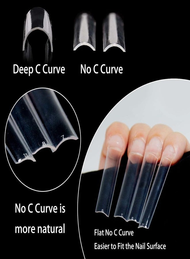 U-Shinein 504PCS XXXL Clear No C Curved Nail Tips, Half Cover Professional Fake Nails 12 Sizes, 3XL Square Straight Shape False Nail Tips, Half Cover French Fake Nail Tips 2.2 Inch For Salon Home DIY - Image 2