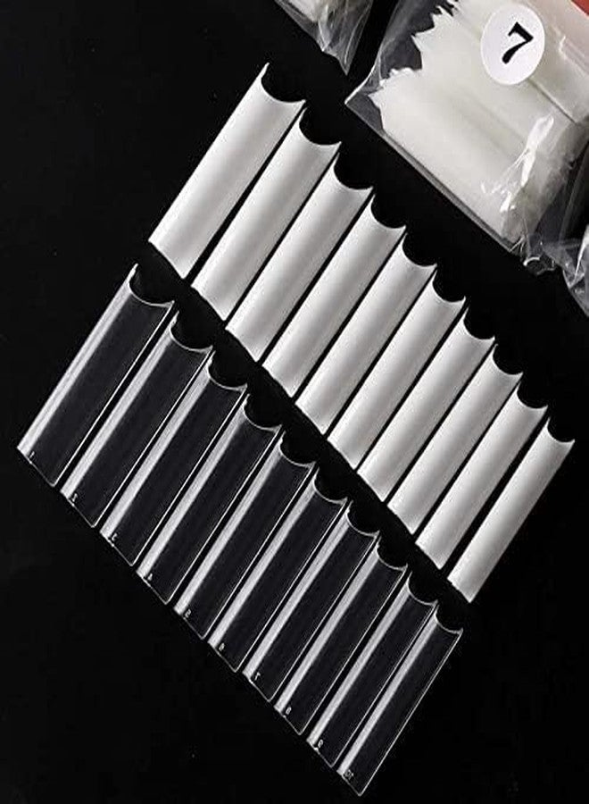 U-Shinein 504PCS XXXL Clear No C Curved Nail Tips, Half Cover Professional Fake Nails 12 Sizes, 3XL Square Straight Shape False Nail Tips, Half Cover French Fake Nail Tips 2.2 Inch For Salon Home DIY - Image 5