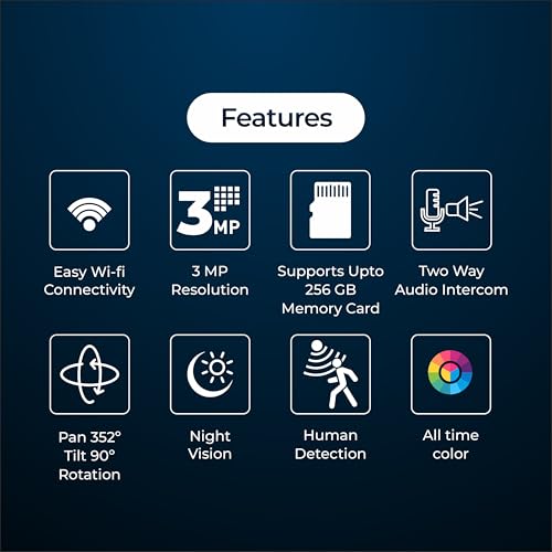 Trueview 3MP WiFi Robot Camera | Baby Monitoring & Home Security | Night Vision | AI Motion Tracking | 360° Pan Tilt | Two-Way Talk | Alexa | T18296S - Image 4