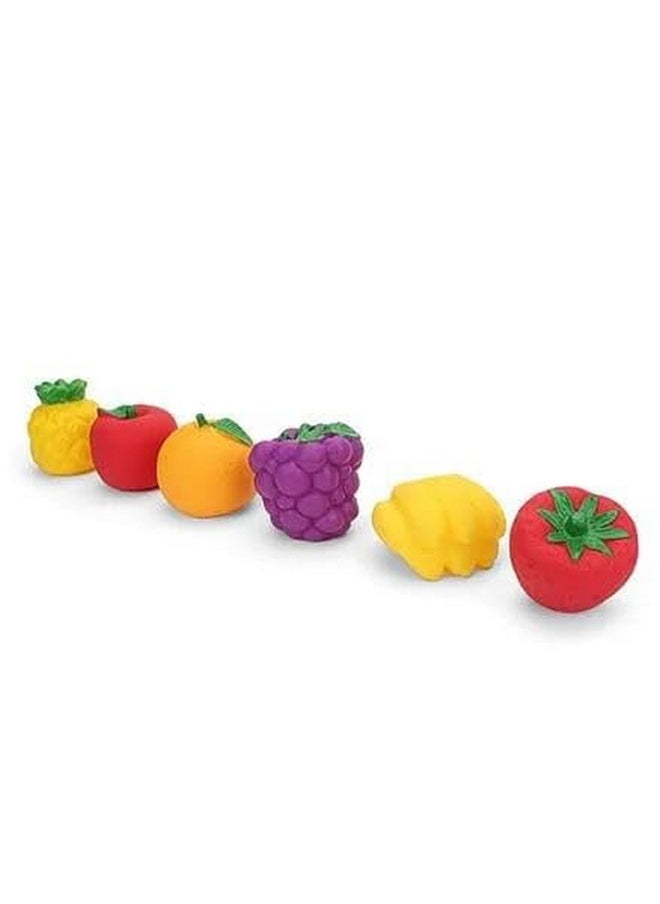 Manos Fruit Chu Chu Sound Squeeze 6 pc Set Bath Toys I Bath Toy I Colorful Toy Heavy Quality ,Squeezy Toys Fruit 6 pcs Pack for Infants. The Sweet Musical Sound of The Squeezy Toy  - Image 2