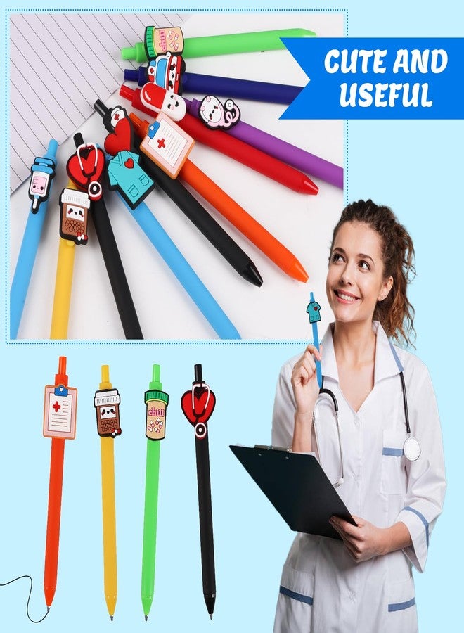 DIYASY 12 Pcs Cute Nurse Pens, Funny Nurse Accessories Pen Black Gel Ink Nursing Student Pens Set Prizes for Workers Office Supplies Gifts - Image 3