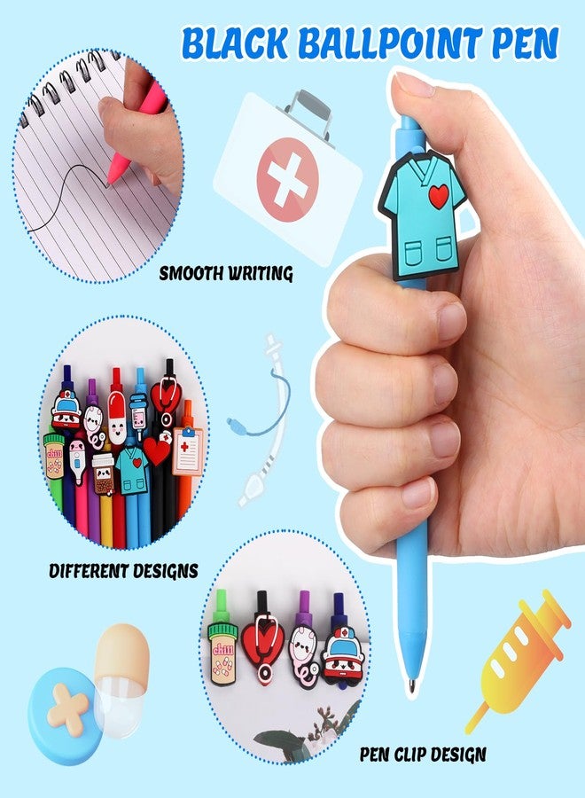 DIYASY 12 Pcs Cute Nurse Pens, Funny Nurse Accessories Pen Black Gel Ink Nursing Student Pens Set Prizes for Workers Office Supplies Gifts - Image 4