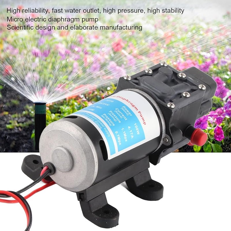 YA24 مضخة ماء كهربائية ذات غشاء بقدرة 100 واط تيار مستمر مع مفتاح ضغط ذاتية التحضير لضغط خطوط الأنابيب - Image 3