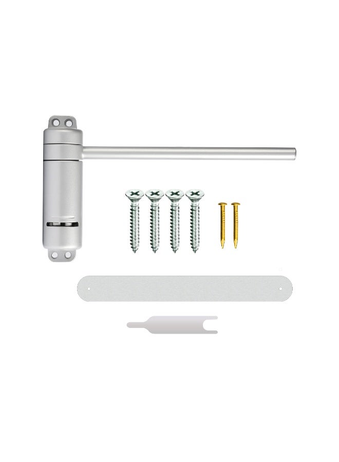 RACO Door Closer Adjustable Automatic Door Closer for Wood Doors up to 25kg Easy Installation on Door or Frame Includes Screws, Slide Track & Adjustment Tool Silent Soft Close,Silver - Image 1