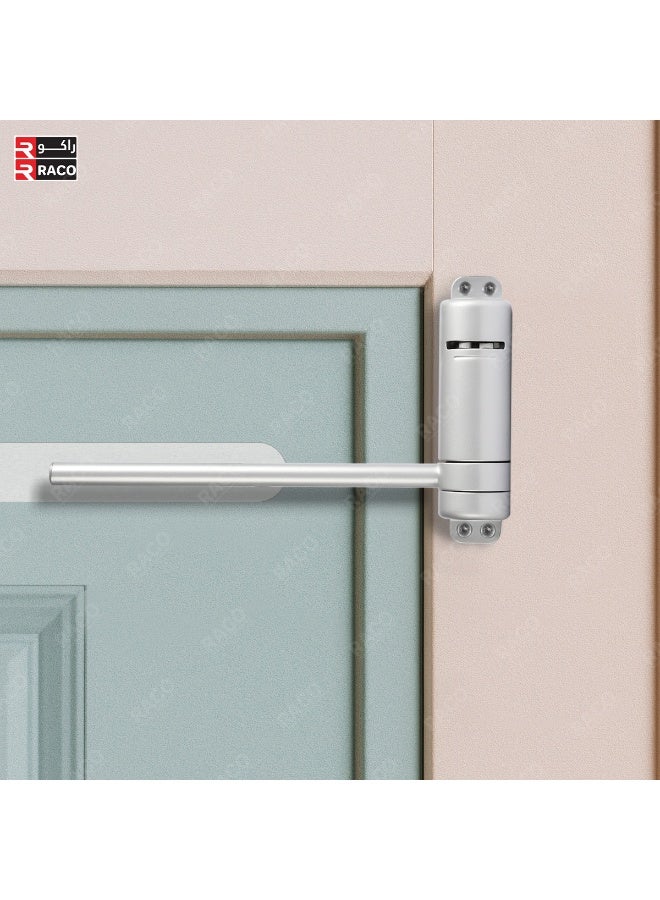 RACO Door Closer Adjustable Automatic Door Closer for Wood Doors up to 25kg Easy Installation on Door or Frame Includes Screws, Slide Track & Adjustment Tool Silent Soft Close,Silver - Image 2