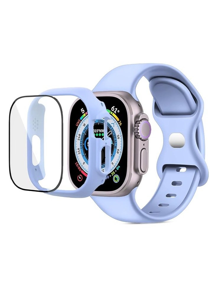 Generic - 2 in 1 Silicone Watch Band & Protective Case With Tempered Glass Size 45MM For Apple watch Series 7 - Image 1
