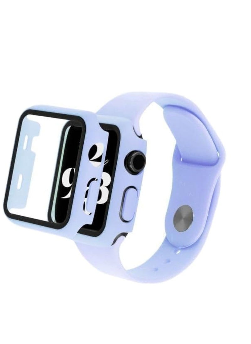Generic - 2 in 1 Silicone Watch Band & Protective Case With Tempered Glass Size 45MM For Apple watch Series 7 - Image 1