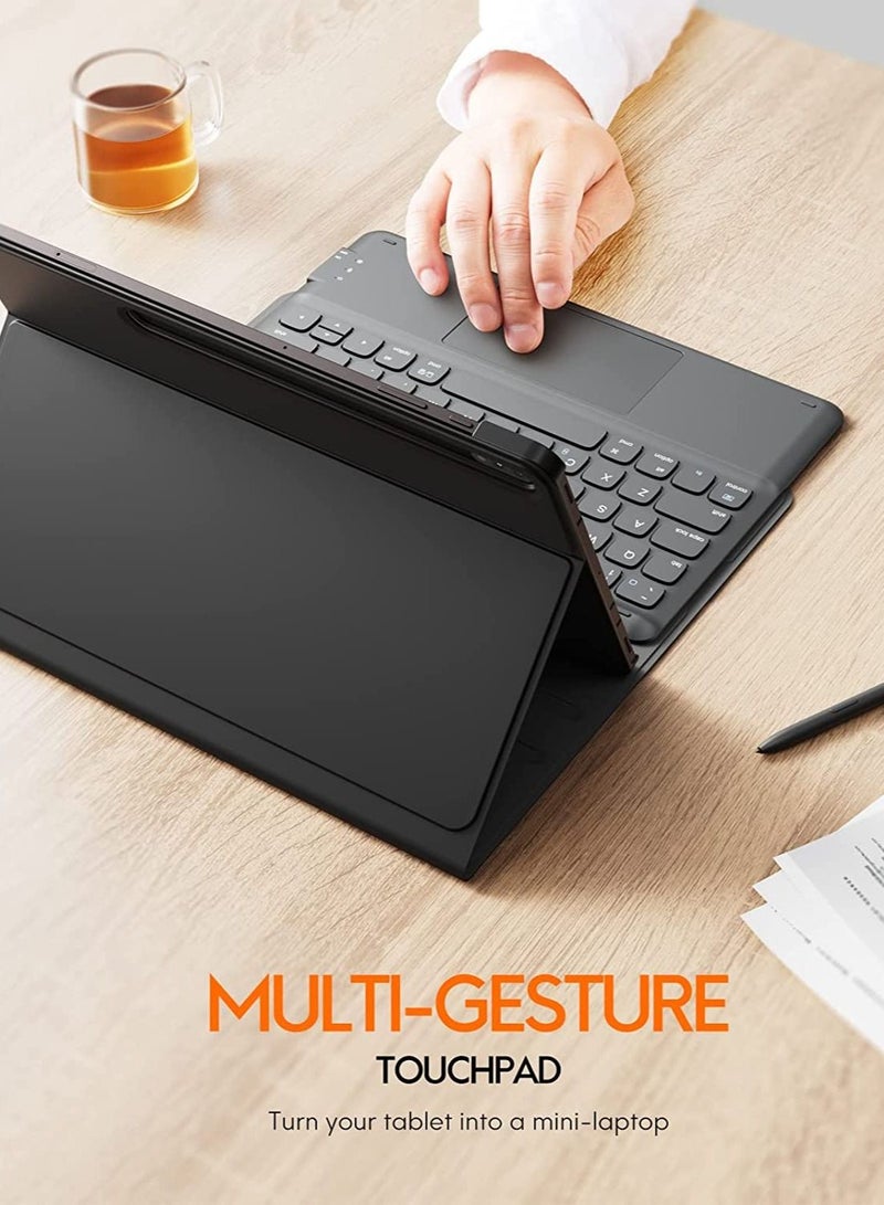 Galaxy Tab S8 Keyboard Case, Touchpad with S Pen Slot, for Samsung Galaxy Tab S8 / S7 11 inch SM-X700 / X706 / T870 / T875 / T878, Rechargeable & Detachable BT Keyboard, PU Slim Cover, Black - Image 3