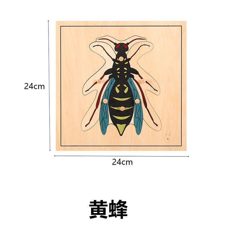 Montessori Teaching Aids Wooden Puzzle Children'S Early Education Big Wooden Nail Puzzle Kindergarten Basswood Animal And Plant Panel Toy - Image 1