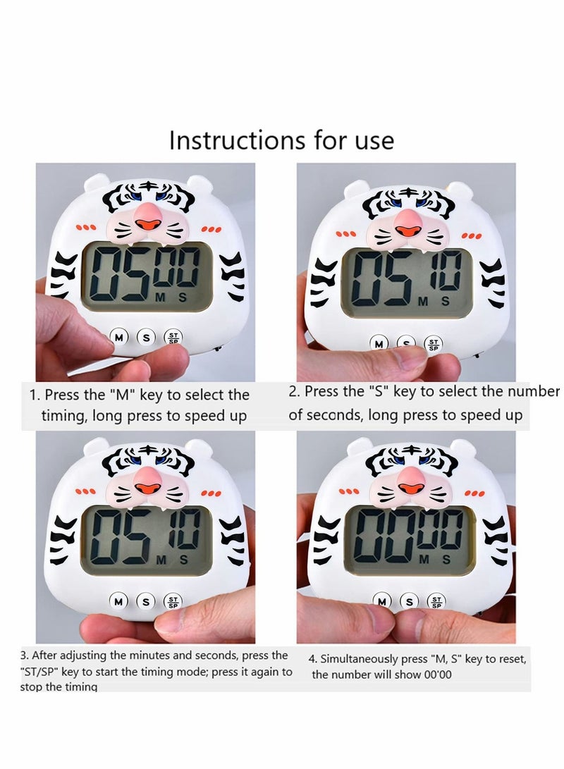 Y&D Kitchen Timer, Large Display Digital Timer Magnetic Back Loud Alarm, Cute Animal Countdown White Cooking Timers for Teachers Students Games Meetings, Sports Workouts Exercise  - Image 5