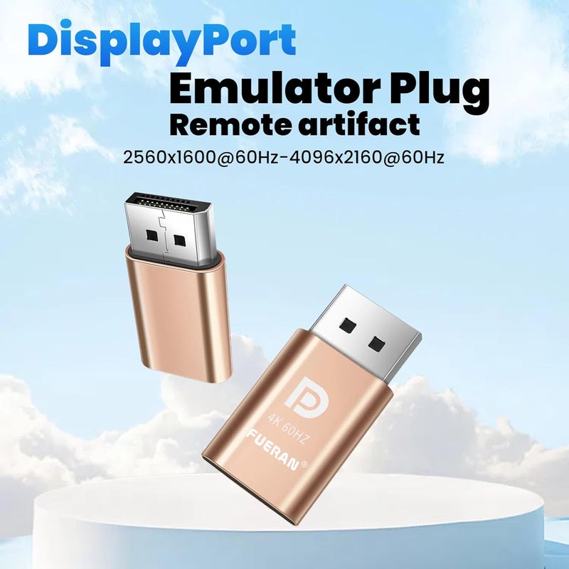 فييران DP - قابس محاكي شاشة DisplayPort EDID 2K (مناسب للرأس 2560x1600@30Hz) 4K 4096x2160@60Hz قابس وهمي DisplayPort متوافق مع DisplayPort (4K-4096x2160@60Hz-2P) - Image 2
