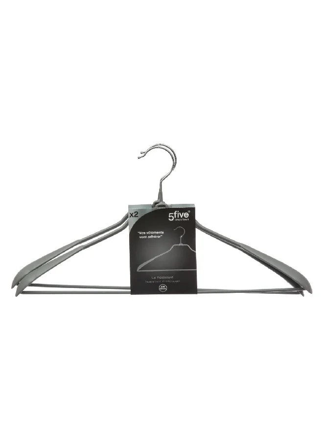 Five Simply Smart 2-Piece Durable High Quality Metal Cloth Hanger Set Grey 23.5 x 44 x 1.2 cm 151529