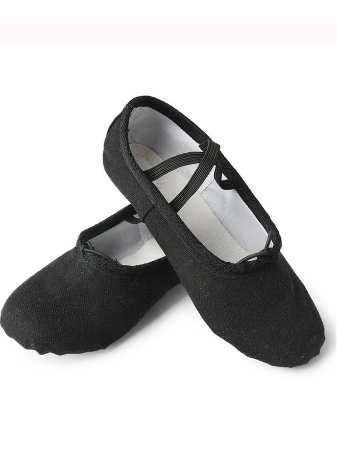 Generic Dancing Shoes Soft Bottom Practice Ballet with Cloth Head Shoes for Girls Black Color 
