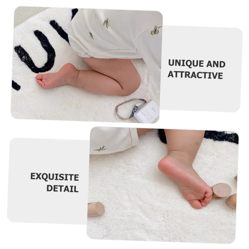 Cartoon Nordic Style Round Non Slip Soft Rug Educational Play Mat For Bedroom Living Room - Image 4