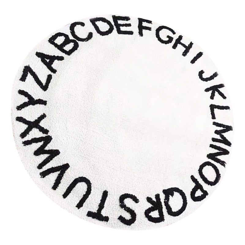 Cartoon Nordic Style Round Non Slip Soft Rug Educational Play Mat For Bedroom Living Room - Image 2