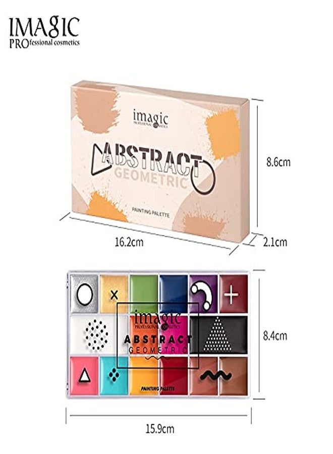 IMAGIC Beauty World Imagic Abstract Geometric 16 Color Face Paint Palette designed with a plastic transparent case. With safety ingredients, oil-based formula, creamy texture, and 16 pigmented and vibrant colors - Image 4