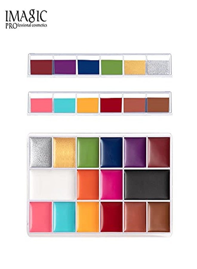 IMAGIC Beauty World Imagic Abstract Geometric 16 Color Face Paint Palette designed with a plastic transparent case. With safety ingredients, oil-based formula, creamy texture, and 16 pigmented and vibrant colors - Image 5
