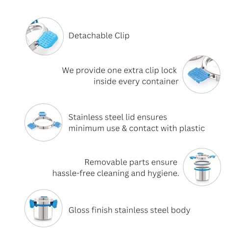 STEELLOCK PRO Stainless Steel Container/Dabba with Steel Lid Airtight for Food Storage, Easy to Carry, Leak Proof and Stackable (SLP-112/200 ML). - Image 4