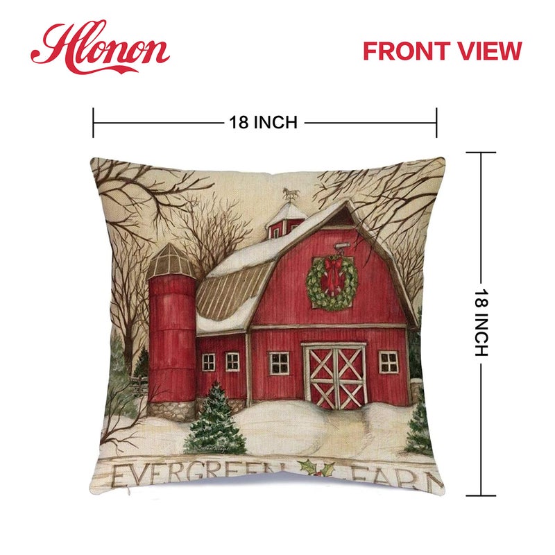 Hlonon Christmas Decorations Christmas Pillow Covers 18 x 18 Inches Set of 4 - Xmas Series Cushion Pillow Cover Custom Zippered Square Pillowcase - Image 2