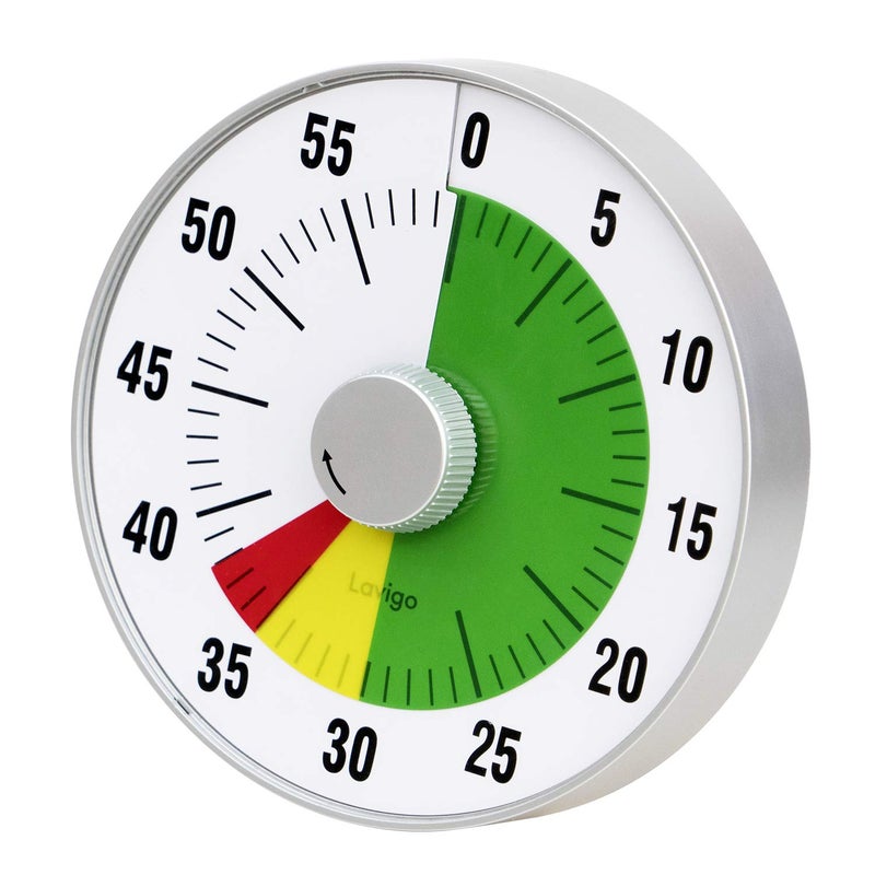 Lavigo Kitchen Timer Countdown Visual Analog Timer Quiet Counting Low Loud and Mute Alarm for Teachers Classroom Kids Adults Kitchen Office Gym Green LT21TC 75 inches