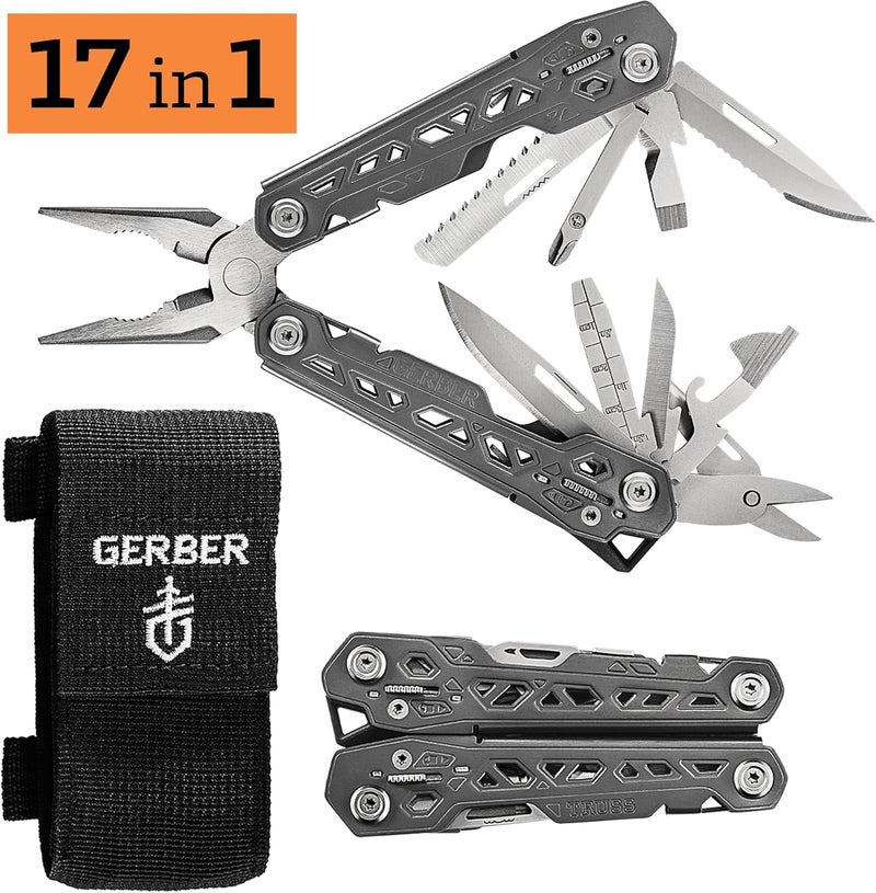 Gerber Gear Truss 17-in-1 EDC Needle Nose Pliers Multi tool - includes Pocket Knife, Screwdriver, and Bottle Opener Accessories - Gifts for Men, Fishing and Camping Gear - Gray with Standard Sheath - Image 2