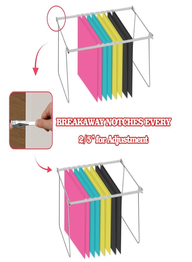 YNXPTBNC Heavy Duty Steel Hanging File Frame for Documents and Folders, Letter Size Hanging File Folder Frame, Adjustable Length 10'' to 18'', 2 Packs - Image 3