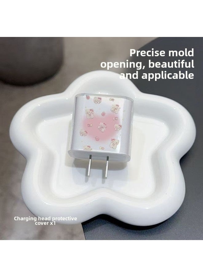 Suitable For Apple 20w Charging Head Protective Sleeve Fast Charging Charger Head Sleeve 18w Transparent Protective Shell Thread Biter Suit-Specifications:Kitty Cat  - Image 3