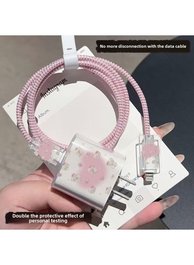 Suitable For Apple 20w Charging Head Protective Sleeve Fast Charging Charger Head Sleeve 18w Transparent Protective Shell Thread Biter Suit-Specifications:Kitty Cat  - Image 1