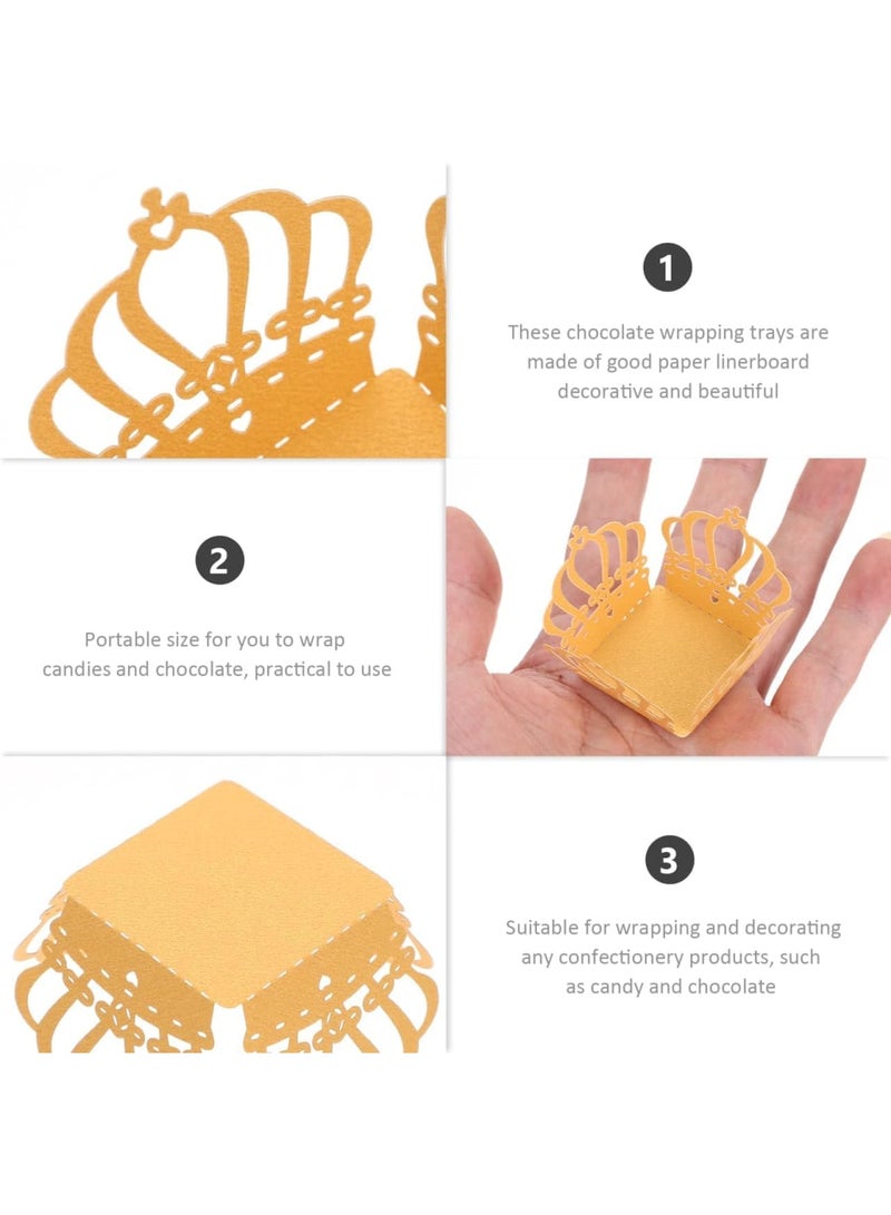 أغلفة كب كيك بتصميم تاج ذهبي، أغطية مافن ورقية قابلة للاستخدام مرة واحدة بتصميم تاج أنيق، 50 قطعة لحمل الكب كيك للمناسبات مثل حفلات الزفاف وأعياد الميلاد وحفلات استقبال المواليد والأحزاب، ذهبية - Image 5
