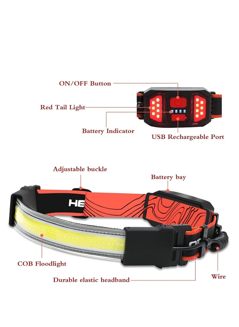 ZLH HITY Rechargeable Headlamp 2 Pack, 1000 Lumen 230° Wide Beam Headlamp with 3 Modes, Super Bright LED Headlamp, Lightweight Illumination Head Lamp with Red Taillight for Hiking, Running, Fishing, Camping  - Image 2