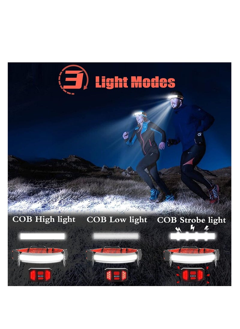 ZLH HITY Rechargeable Headlamp 2 Pack, 1000 Lumen 230° Wide Beam Headlamp with 3 Modes, Super Bright LED Headlamp, Lightweight Illumination Head Lamp with Red Taillight for Hiking, Running, Fishing, Camping  - Image 3
