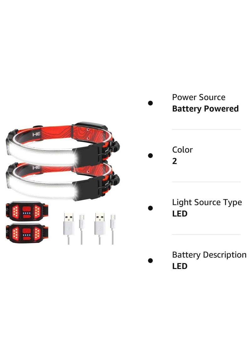 ZLH HITY - Rechargeable Headlamp 2 Pack, 1000 Lumen 230° Wide Beam Headlamp with 3 Modes, Super Bright LED Headlamp, Lightweight Illumination Head Lamp with Red Taillight for Hiking, Running, Fishing, Camping - Image 1