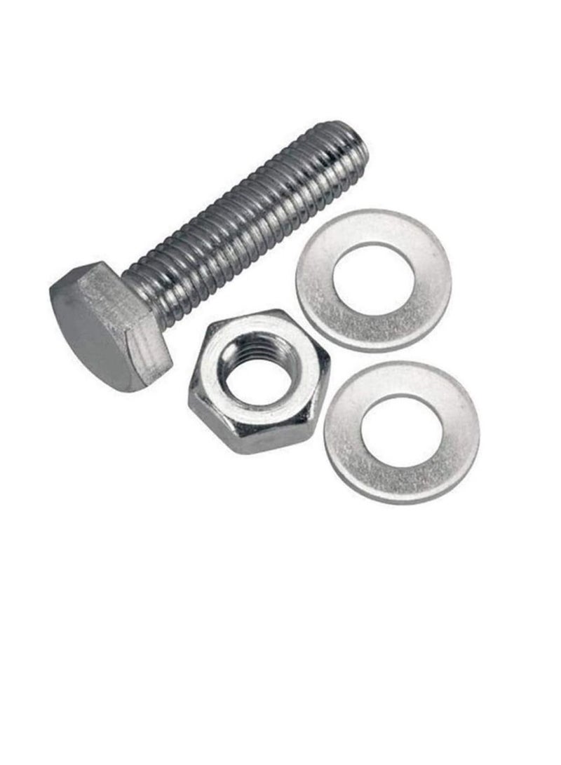 12 pcs Hex Head Screw Bolts Nuts & Washers Fully Thread GI Plain Finish Bolt Set. (10, 16MM)  - Image 1