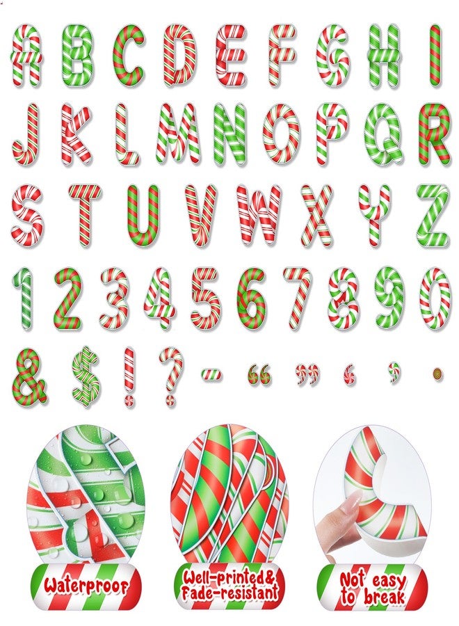 Faccito 176 Pcs Candy Cane Letters Christmas Bulletin Board Letters 4.3 Inch Cardboard Alphabet Number Symbol Cutouts for Home Classroom Christmas Holiday Birthday Party(Candy,Colorful) - Image 3