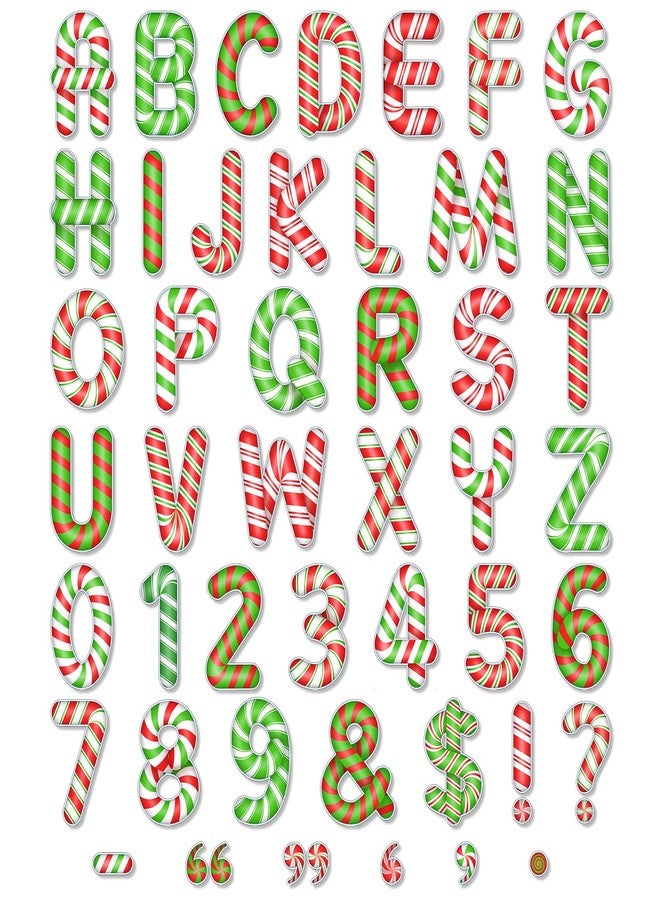 Faccito 176 Pcs Candy Cane Letters Christmas Bulletin Board Letters 4.3 Inch Cardboard Alphabet Number Symbol Cutouts for Home Classroom Christmas Holiday Birthday Party(Candy,Colorful) - Image 1