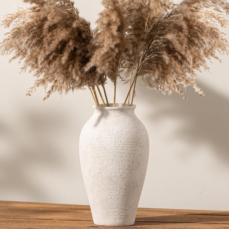 Vanselia Ceramic Flower Vase Home Decor - Large Tall Farmhouse Table Vases Rustic Vintage Living Room Kitchen Bedroom Decorations for House Book Shelf Office Coffee Desk Dining Fireplace (11" Rustic) - Image 1