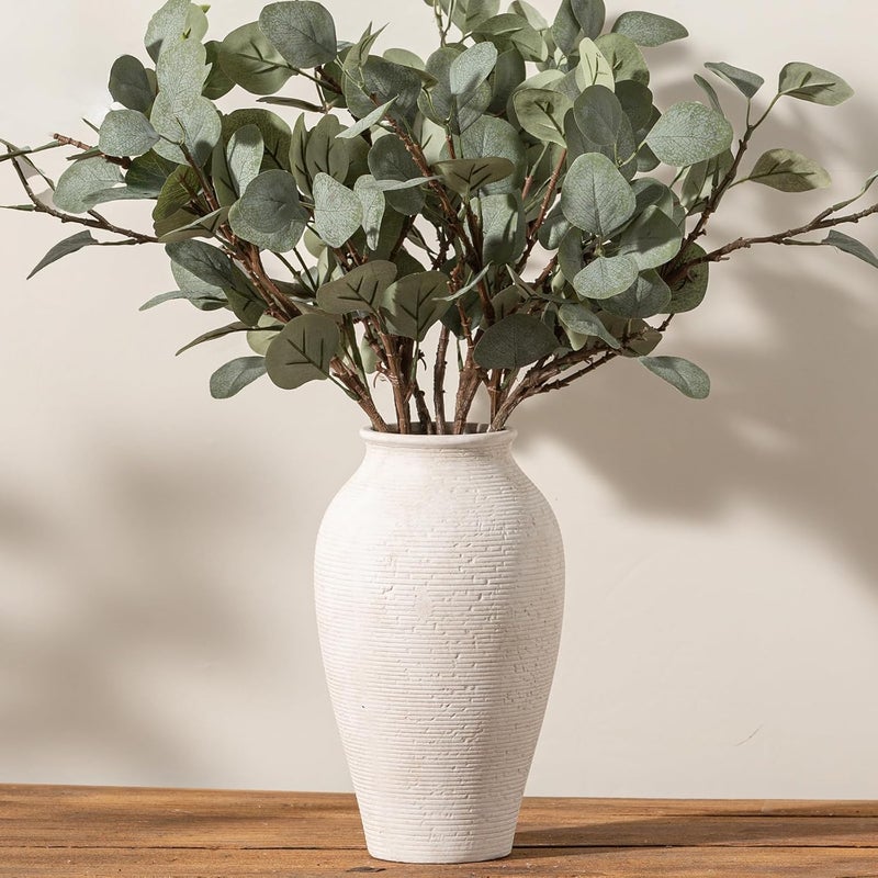 Vanselia Ceramic Flower Vase Home Decor - Large Tall Farmhouse Table Vases Rustic Vintage Living Room Kitchen Bedroom Decorations for House Book Shelf Office Coffee Desk Dining Fireplace (11" Rustic) - Image 3