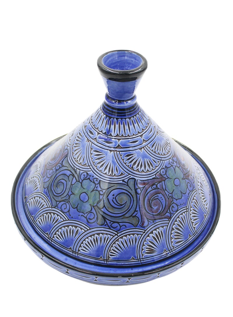 Antique Museum Moroccan Handmade Hand Painted Tajeen (Food Pot) Carving Work 26.5 cm  - Image 1