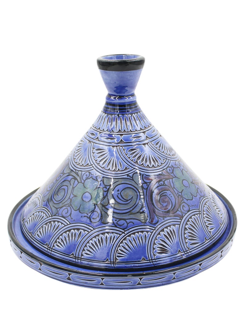 Antique Museum Moroccan Handmade Hand Painted Tajeen (Food Pot) Carving Work 26.5 cm  - Image 2