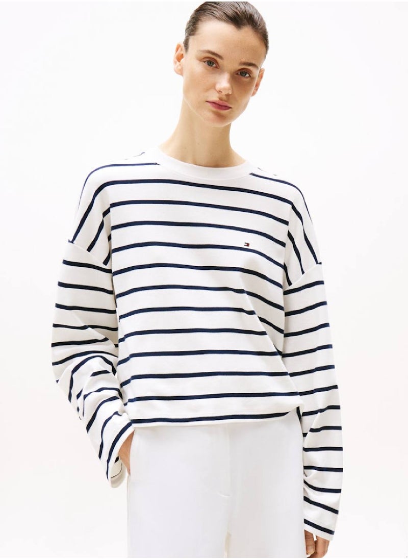 TOMMY HILFIGER Women's Relaxed Long Sleeve T-Shirt - Cotton, Blue  - Image 1