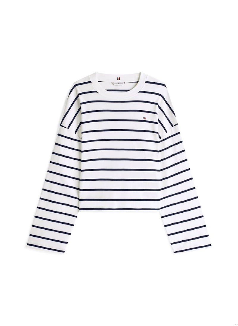 TOMMY HILFIGER Women's Relaxed Long Sleeve T-Shirt - Cotton, Blue  - Image 2