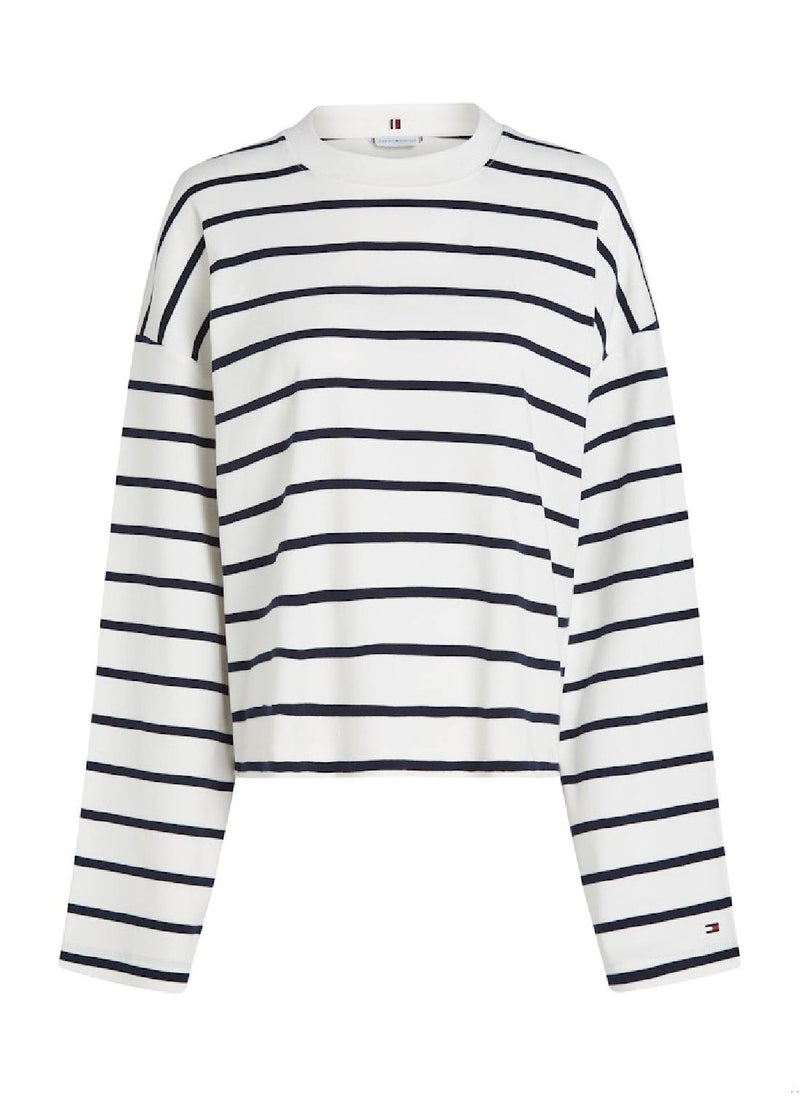 TOMMY HILFIGER Women's Relaxed Long Sleeve T-Shirt - Cotton, Blue  - Image 3