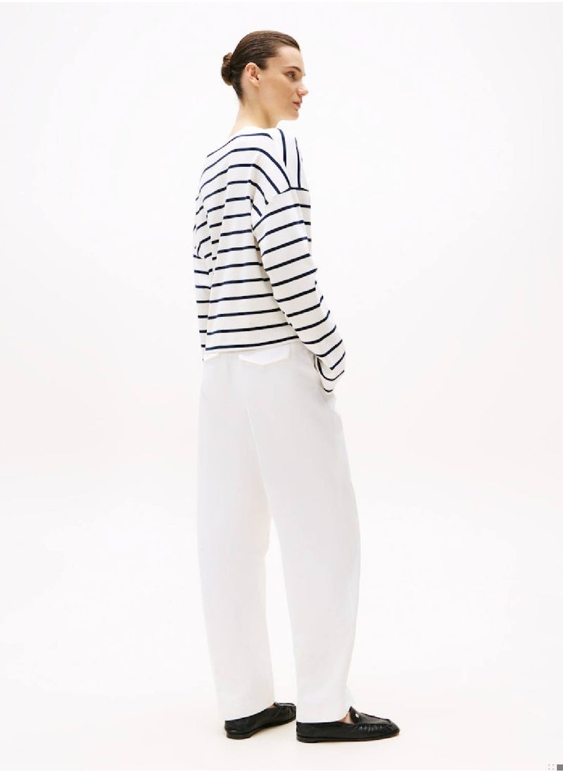 TOMMY HILFIGER Women's Relaxed Long Sleeve T-Shirt - Cotton, Blue  - Image 4