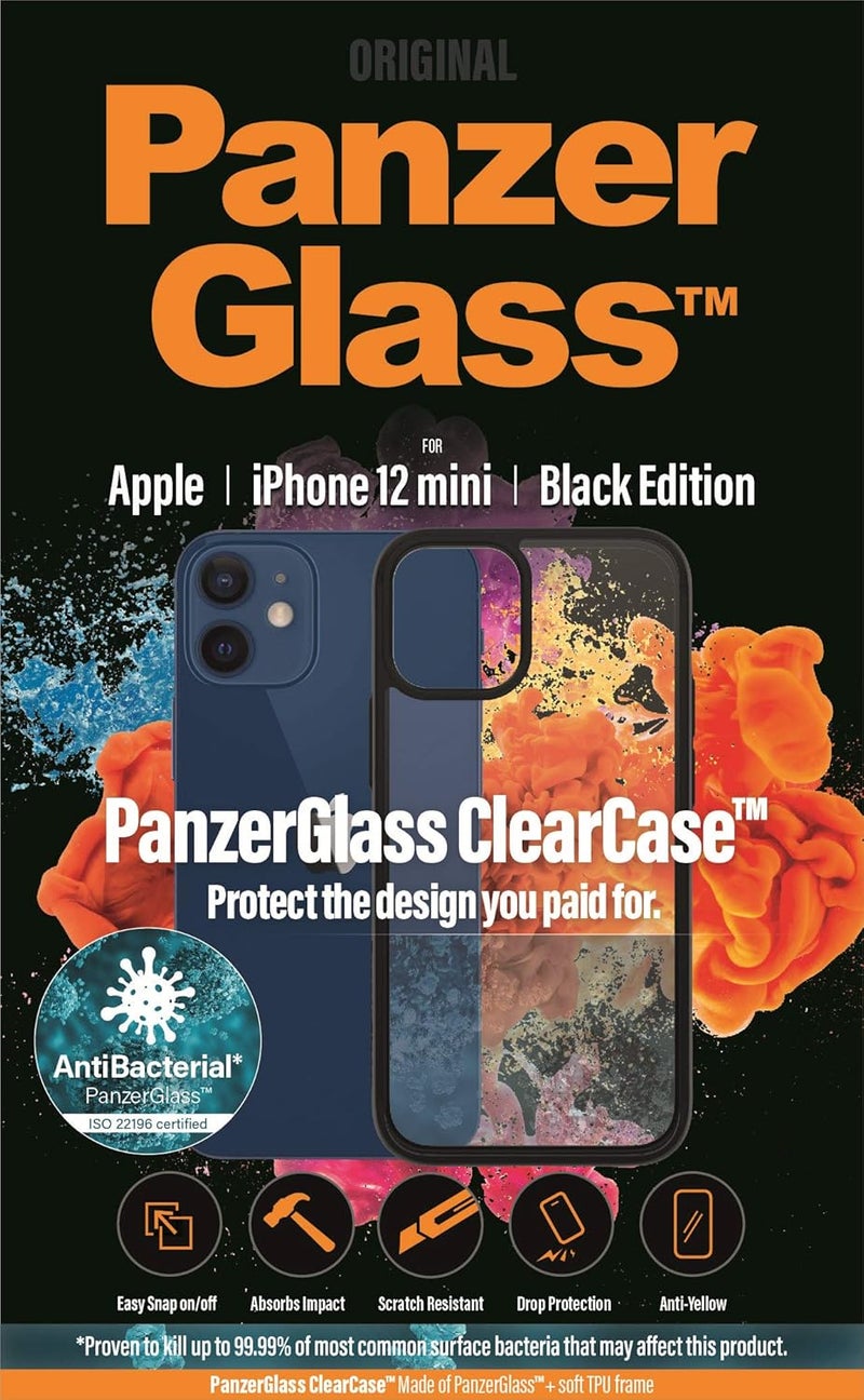 PanzerGlass PanzerGlass Clear Case with Black Trim for Apple iPhone 12 Mini 251  Black 